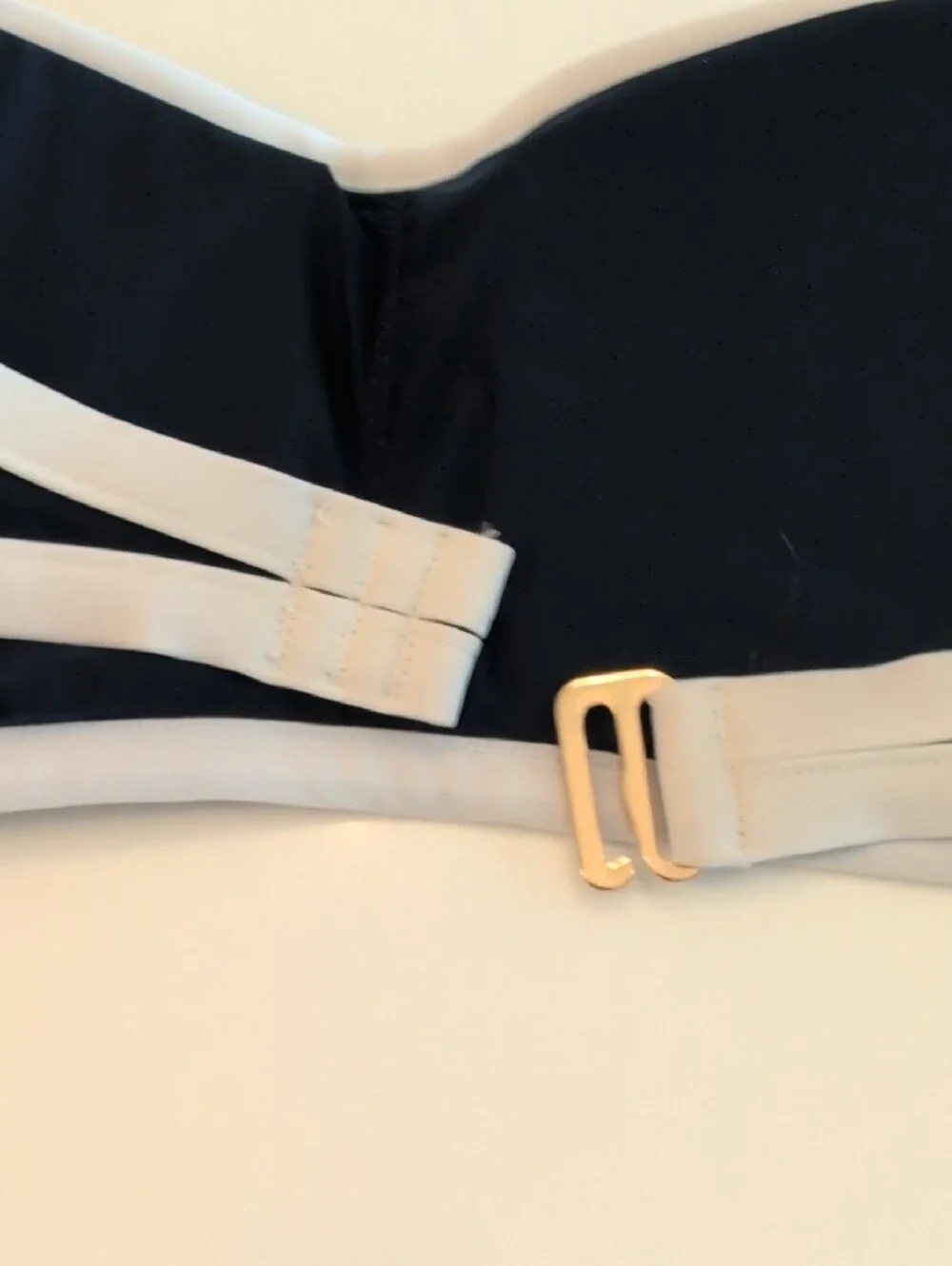 Tory Burch Lipsi Colorblock Navy and White Bandeau Top with Orange Logo Tag